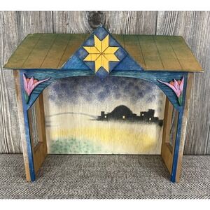 Jim Shore Xmas Nativity Wooden Manger Stable Heartwood Creek Enesco 2003